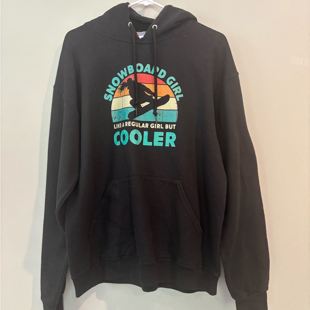 Jerzees Black Snowboard Girl Hoodie